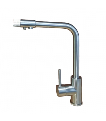 Konyhai csaptelep víztisztítóhoz, 3-utas, Modern dizájn, HAJLÍTOTT, INOX (felső elzáróval)