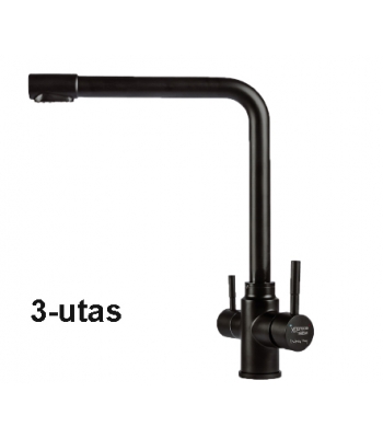 Konyhai csaptelep víztisztítóhoz, 3-utas, Modern dizájn, HAJLÍTOTT, MATT FEKETE, EW