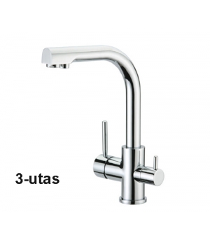 Konyhai csaptelep víztisztítóhoz, 3-utas, Modern dizájn, HAJLÍTOTT, KRÓM