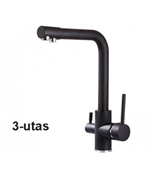 Konyhai csaptelep víztisztítóhoz, 3-utas, Modern dizájn, HAJLÍTOTT, MATT FEKETE