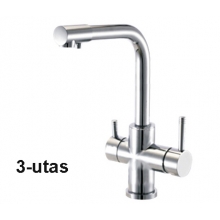Konyhai csaptelep víztisztítóhoz, 3-utas, Modern dizájn, HAJLÍTOTT, INOX