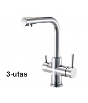 Konyhai csaptelep víztisztítóhoz, 3-utas, Modern dizájn, HAJLÍTOTT, INOX